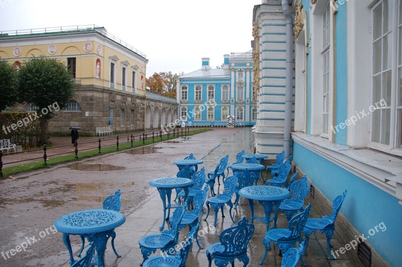 Buildings St Petersburg Travel Blue Chairs Catherine Palace