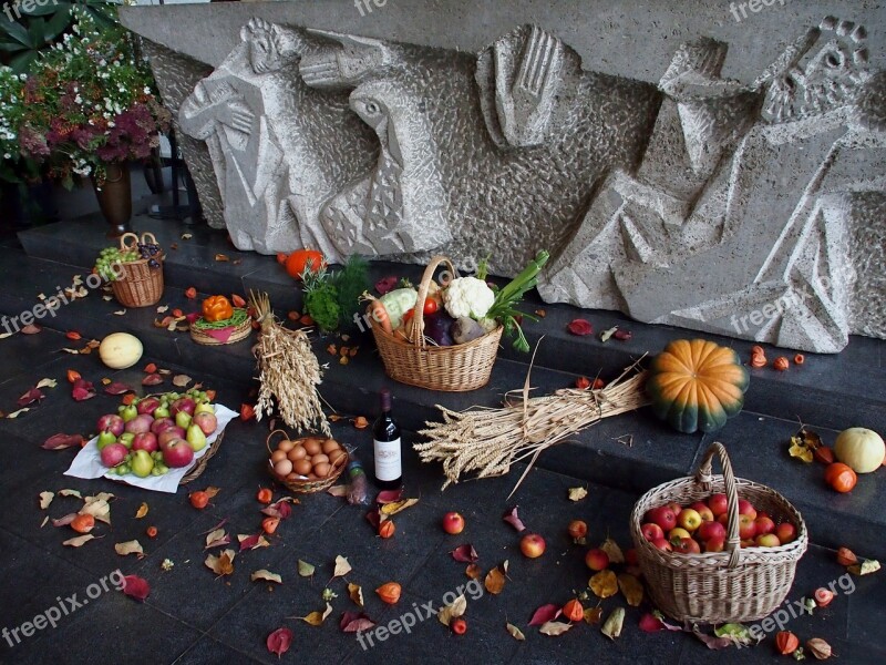 Thanksgiving Altarpiece Food Fruit Vegetables