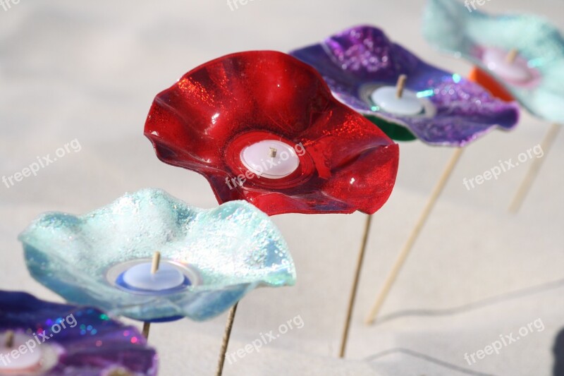 Flower Recycling Sand Candle Poppy