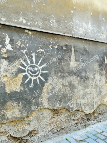 Czech Republic Graphiti Sun Old Wall