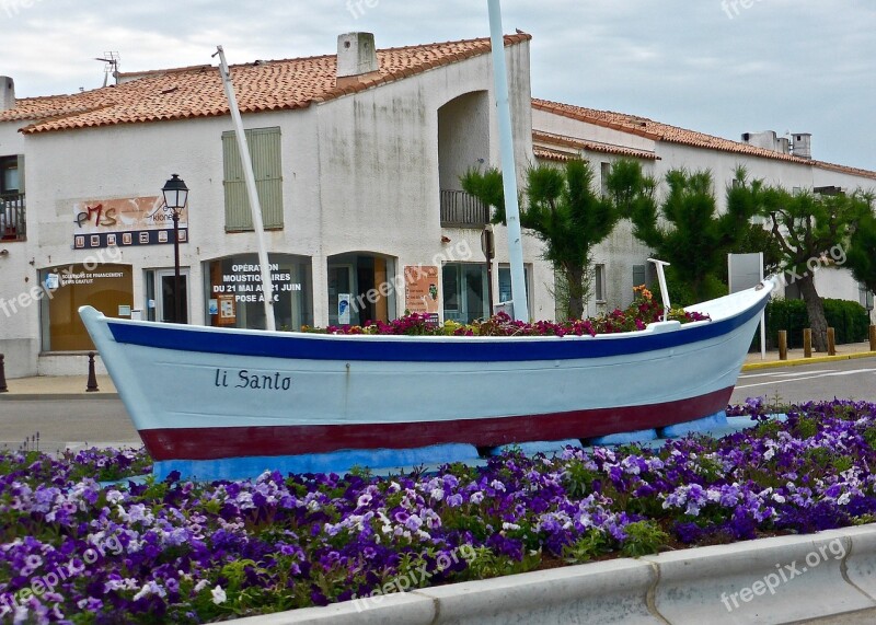 Boat Colourful Flowers Nautical Feature