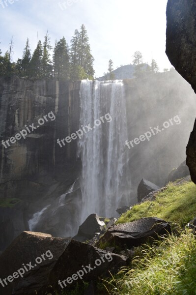 Waterfall Yosemite Natural California Nature