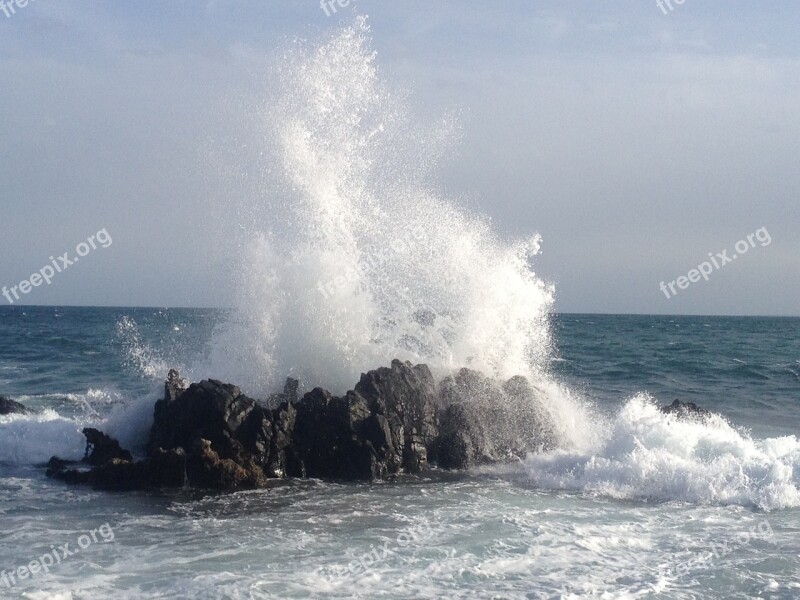 Onda Sea Storm Aeolian Islands Nature