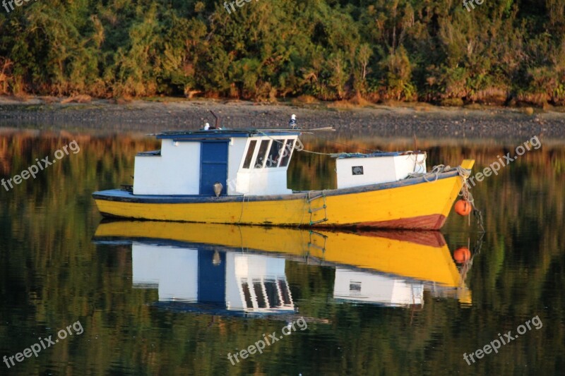 Boat Laguna Picturesque Southern Chile Fishermen