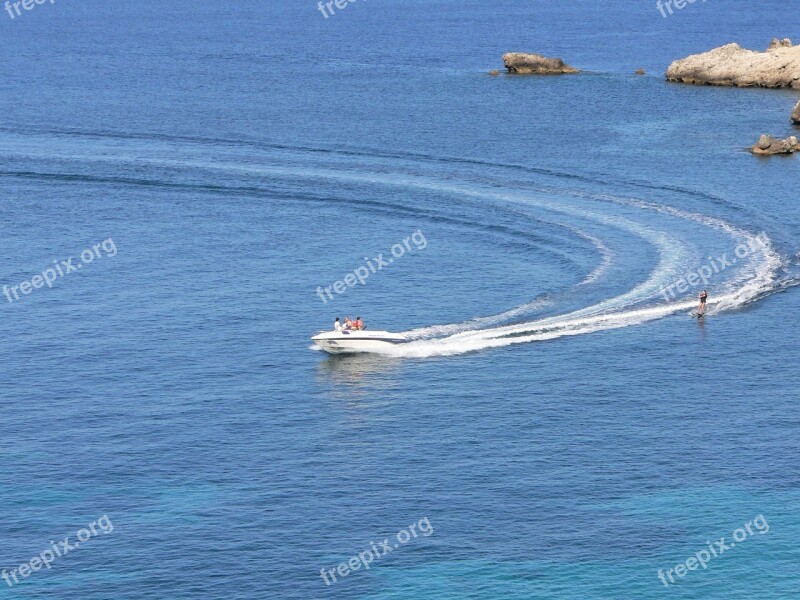 Water Sea Powerboat Leisure Blue