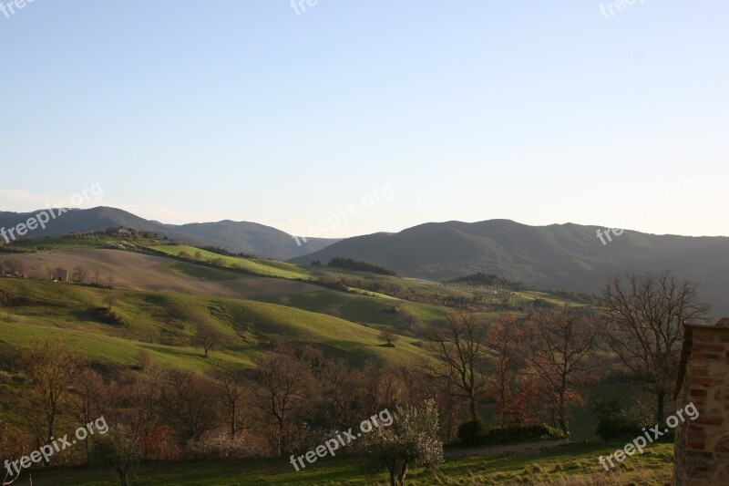 Tuscany Landscape Panorama Cypress On To Tuscany