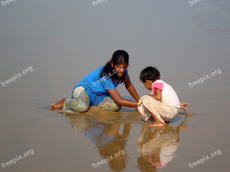 Girls Beach India Kids Ocean