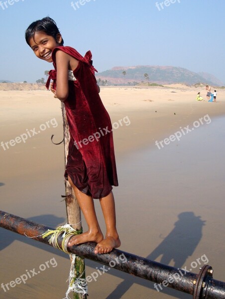 Girl India Beach Female Ocean