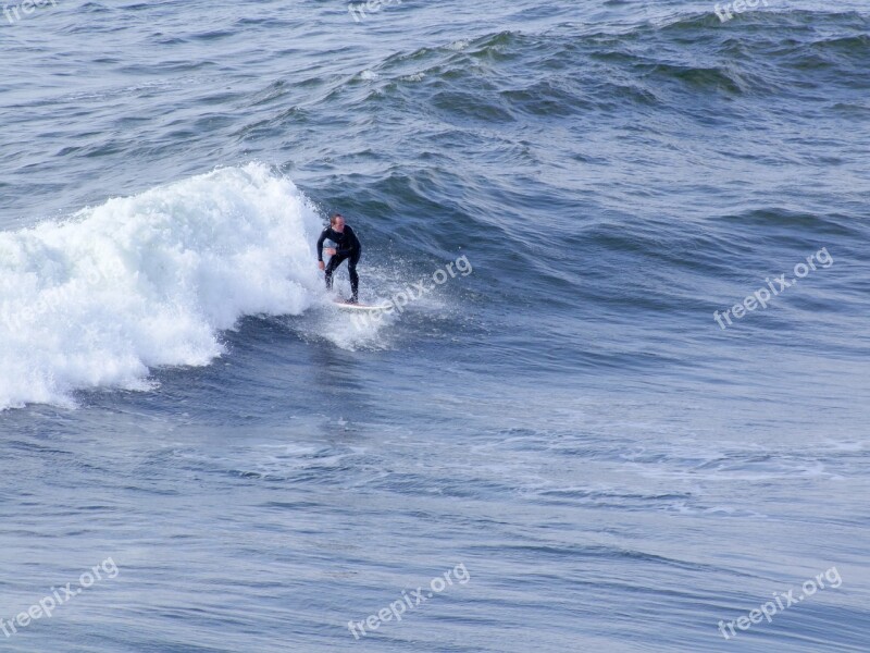 Surfer Surfing Wave Beach Outdoor