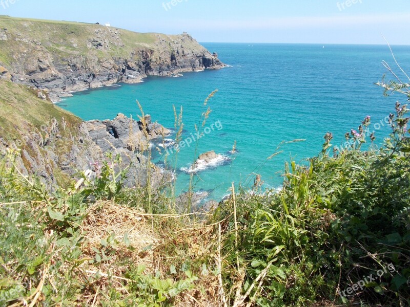 Cornwall Sea Seascape Landscape Coastline