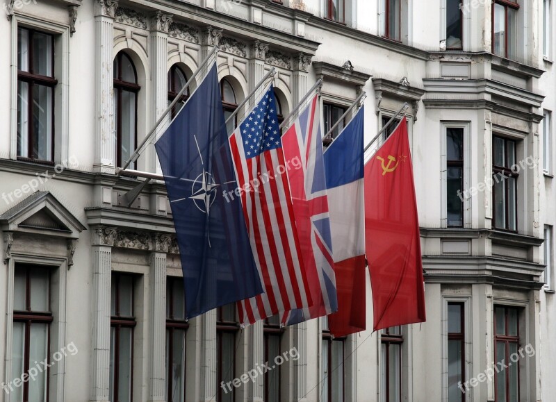 Checkpoint Charlie Flags Berlin Eastern Bloc Nato