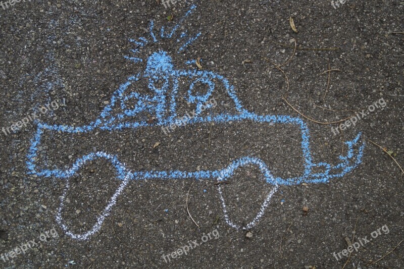 Police Police Car Chalk Street Chalk Straßenkreide