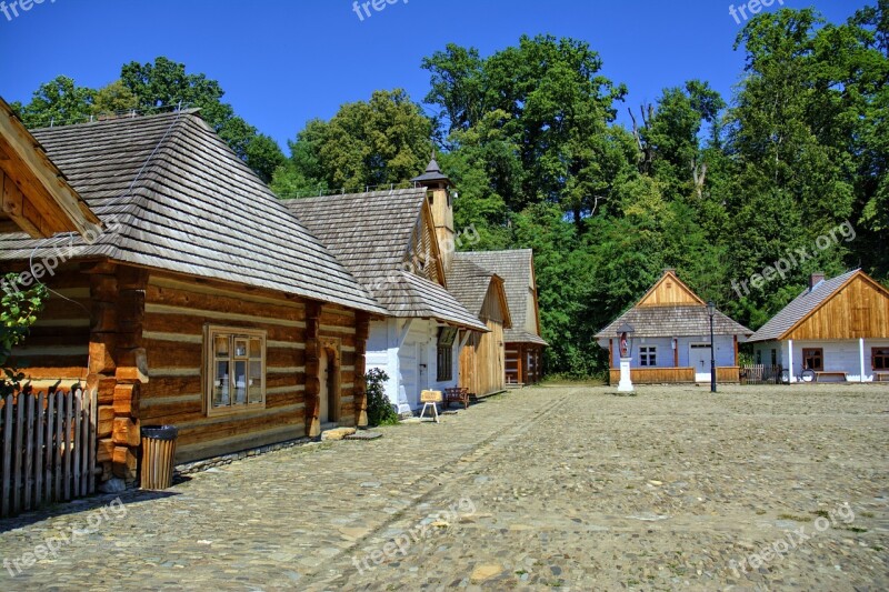 Sanok Open Air Museum Rural Cottage Wooden Balls The Roof Of The