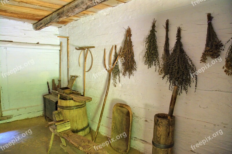 Sanok Open Air Museum Rural Cottage Wooden Balls The Roof Of The