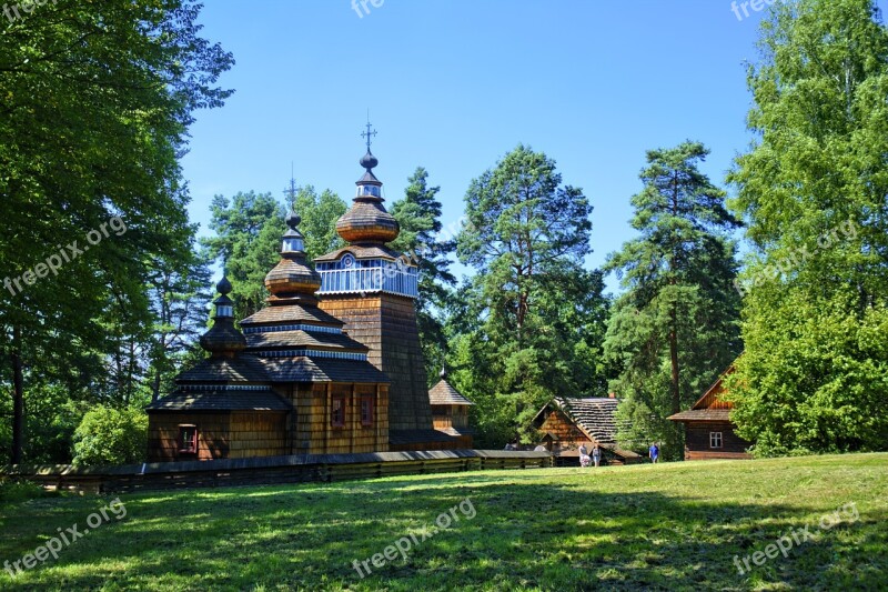 Sanok Open Air Museum Rural Cottage Wooden Balls The Roof Of The