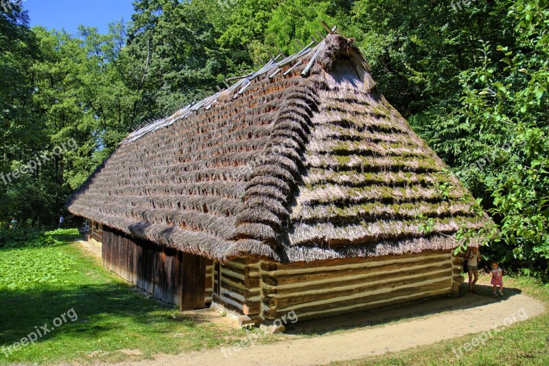 Sanok Open Air Museum Rural Cottage Wooden Balls The Roof Of The