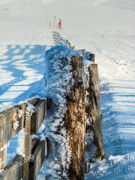 Foothills Of The Alps Mountains Winter Snow Fence