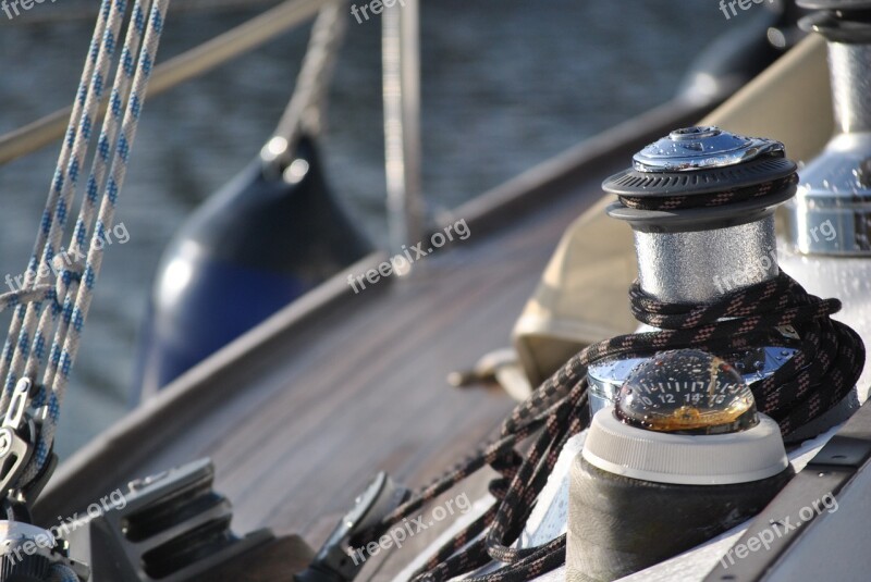 Sailing Vessel Compass Winch Sail Water