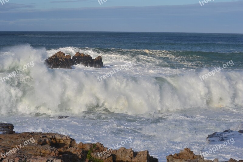 Ocean Waves Overload Rocks Nature