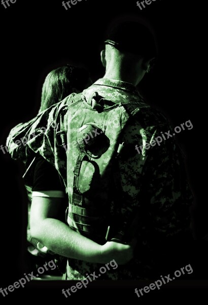 Soldier Love Patriotism Camouflage Hugging