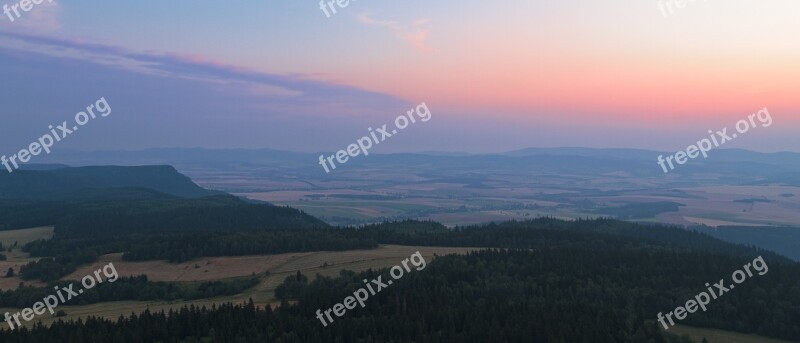 Panoramic View Valley Sunset Evening