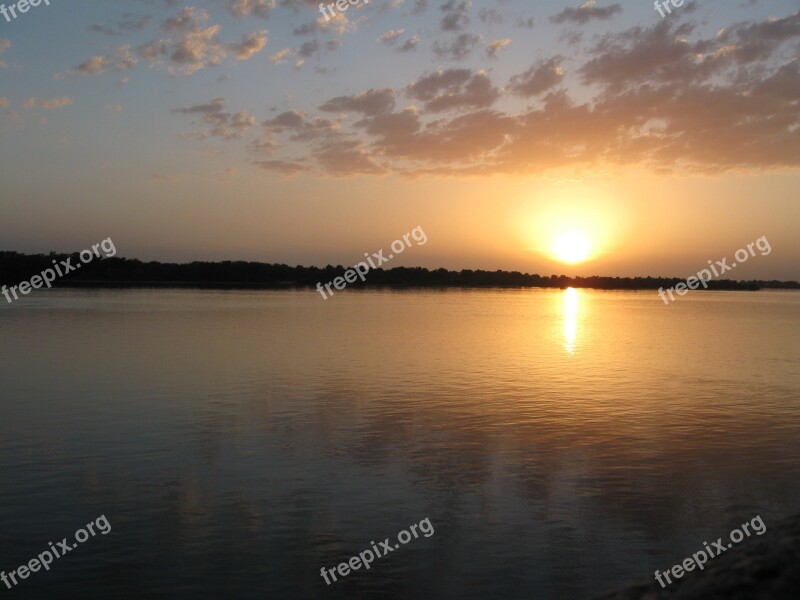 Ukraine Dnieper Landscape Sunset Reflection