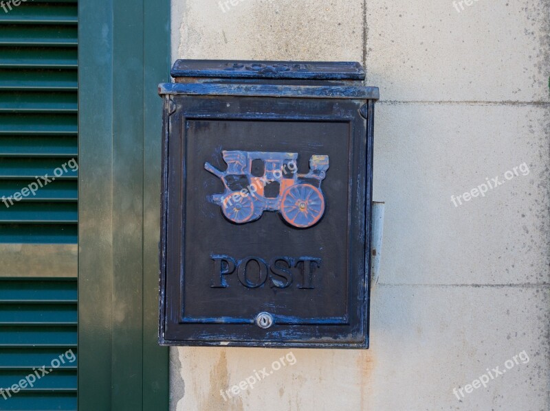 Post Mailbox Letter Boxes Blue Wall