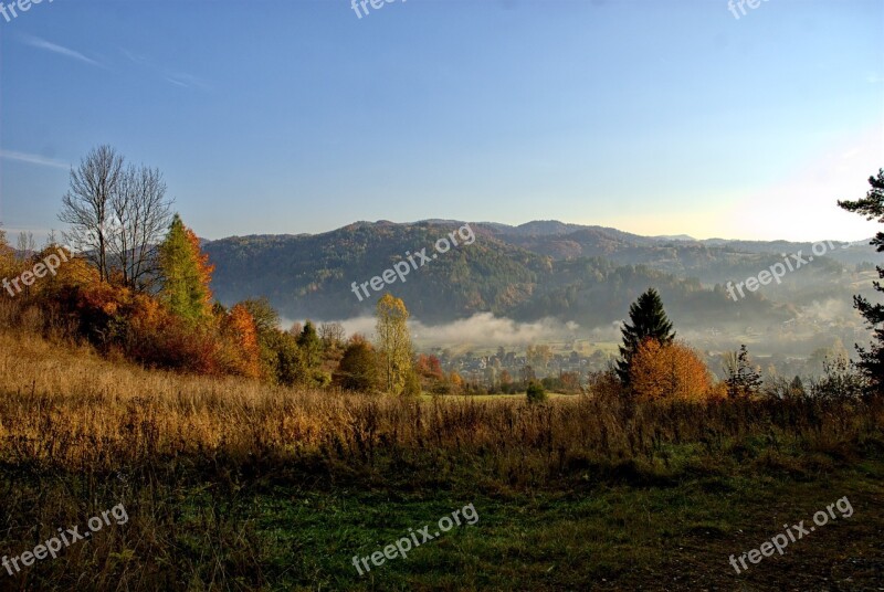 Poland Pieniny Autumn The Sun Colors