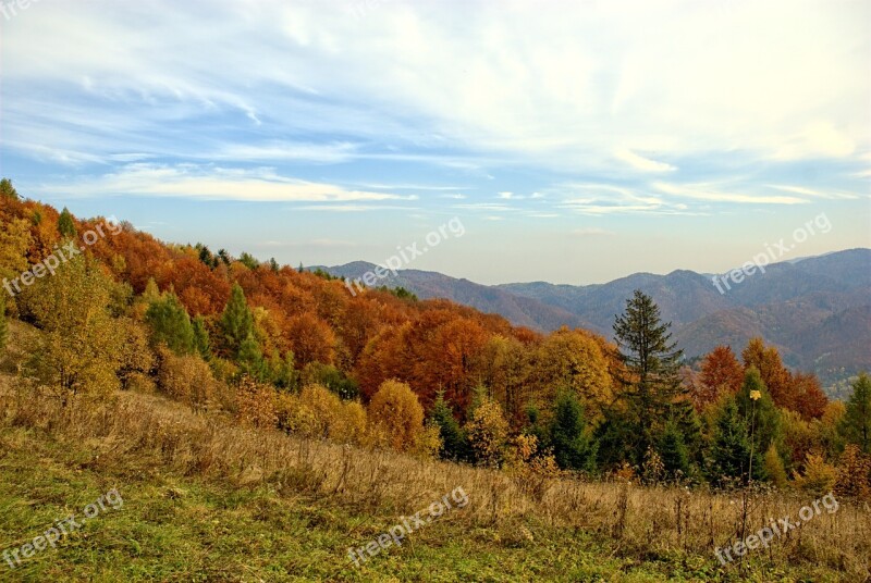 Poland Pieniny Autumn The Sun Colors