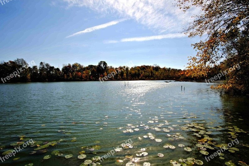 Fresh Water Lake Inland Sunlight Autumn Colors Nature