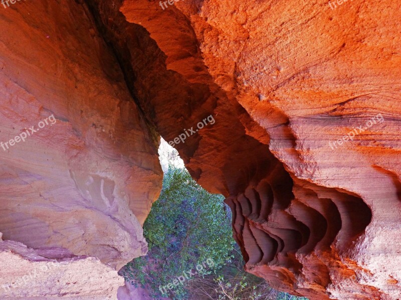 Red Sandstone Cave Erosion Montsant Priorat