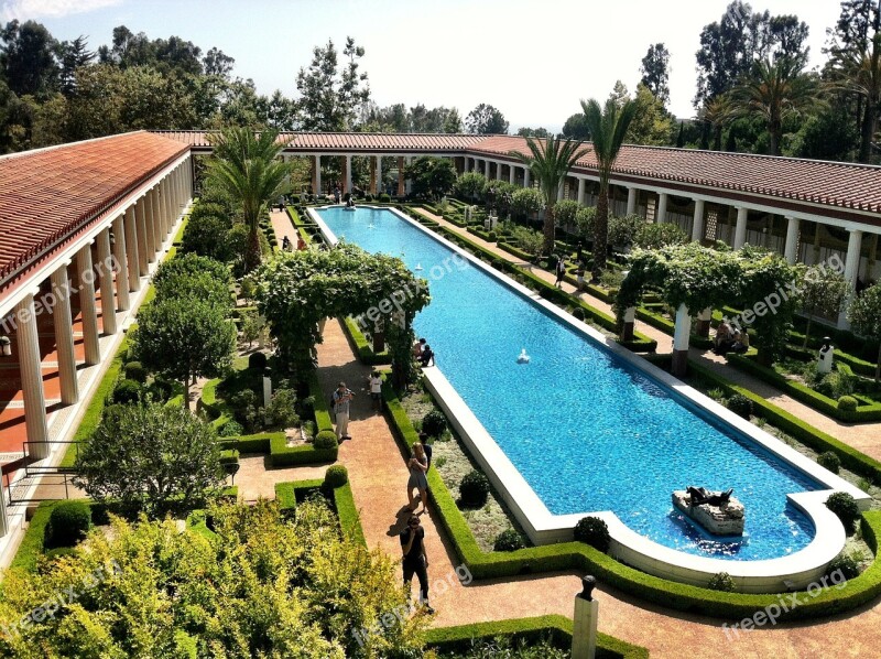 Getty Malibu Pool Ocean View Free Photos