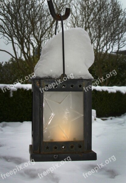 Winter Snow Lantern Wintry Snowy