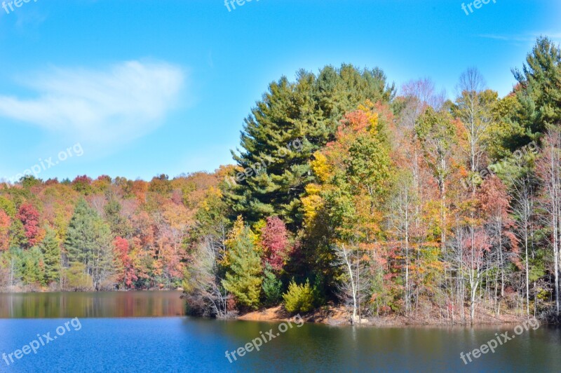 Lake Fall Autumn Fall Foliage Landscape