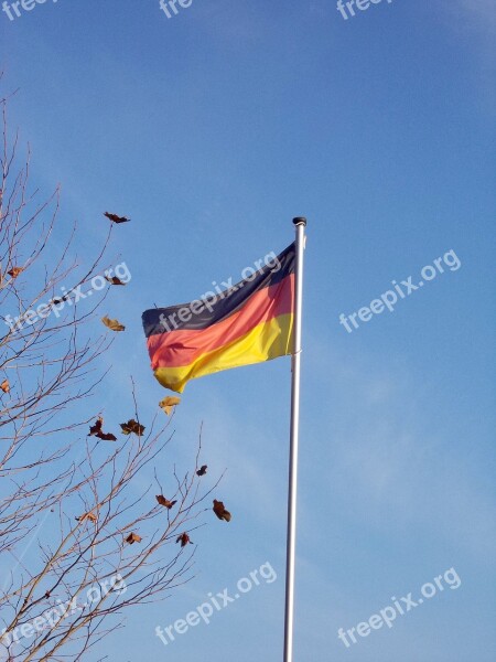 Flag Flagpole Germany Flag Sky Blue