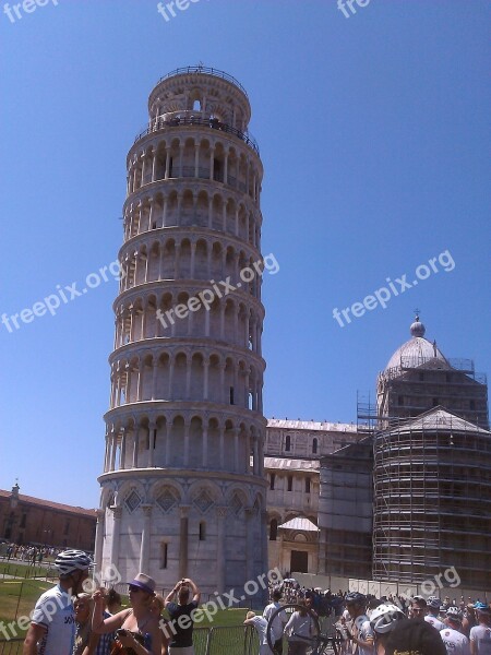 Torre Pisa Is Blue Sky Middle Ages