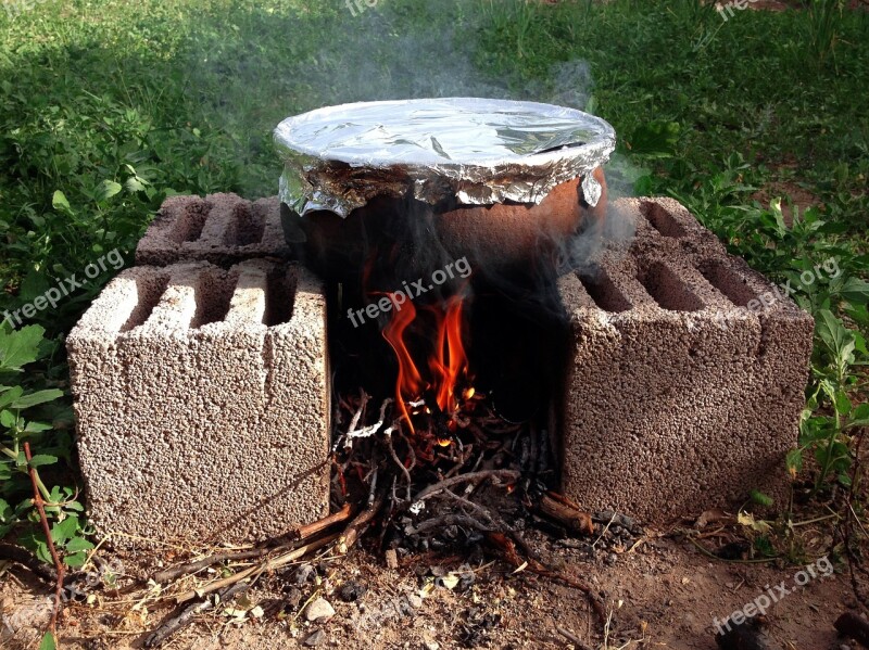 Barbecue Coal Embers Tomato Pepper