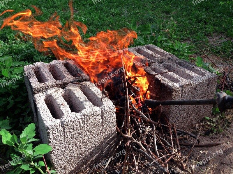 Barbecue Coal Embers Tomato Pepper