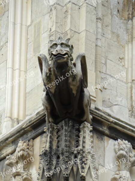 Gargoyle Rain Gutter Historically Gothic Church