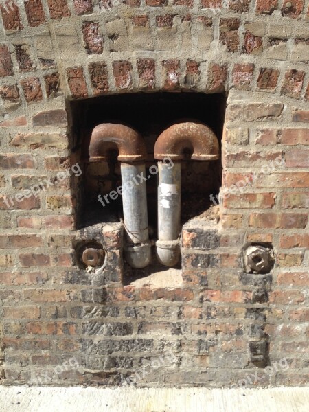 Metal Grunge Pipes Brick Metallic