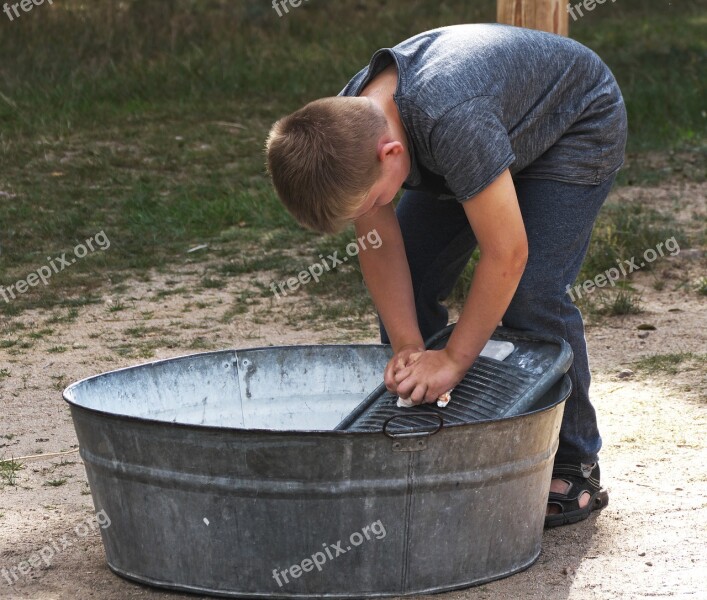 Laundry Day Hand Wash Washboard Tub Zinc Tub