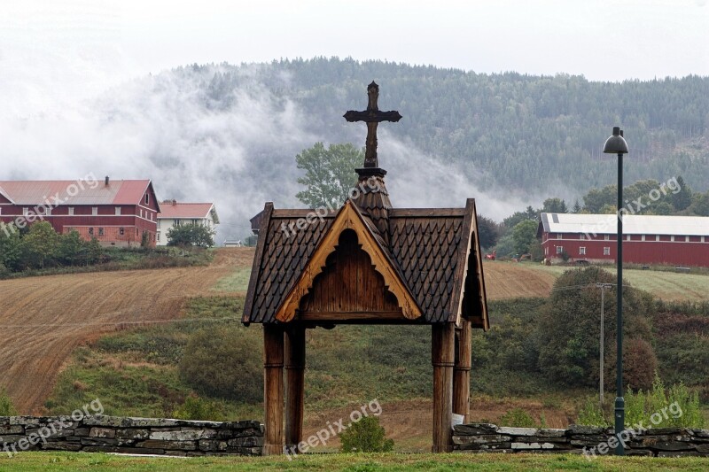 Gate Portal Church Cross Fog