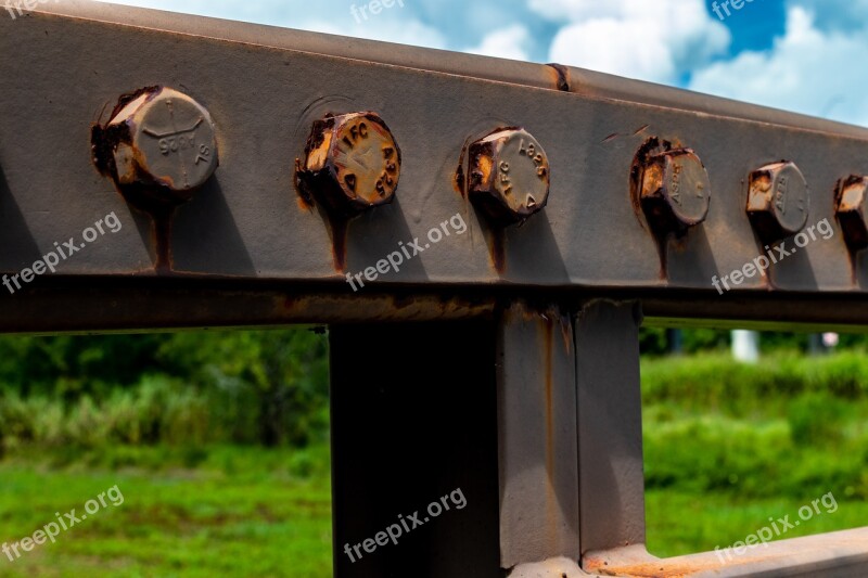 Rust Bold Nut Bridge Crossbeam