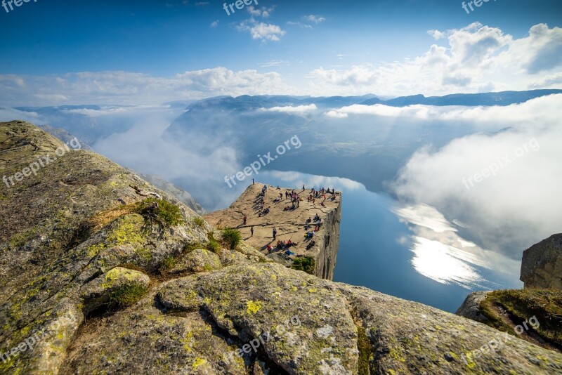 Preikestolen Rock Norway Fjord Sunrise