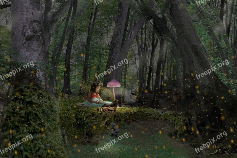 Fairy Tale Little Girl Fungus Forest Fantasia