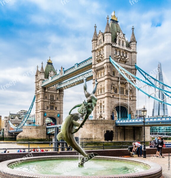 Girl With A Dolphin Tower Bridge London England Bridge