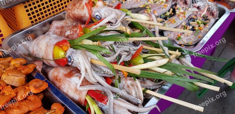 Asia Philippines Street Food Squid Sea Food