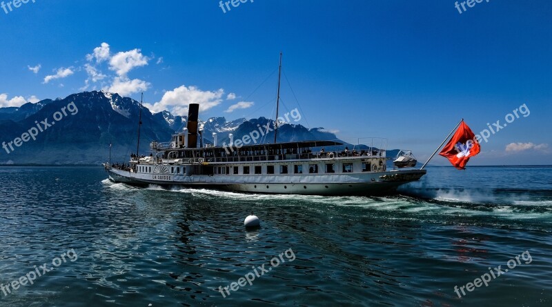 Boat Steam Lake Geneva Switzerland