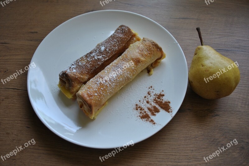 Pear Pancakes Food Dessert Sweet