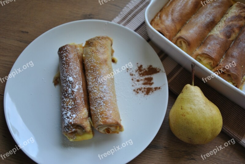 Pear Pancakes Food Dessert Sweet